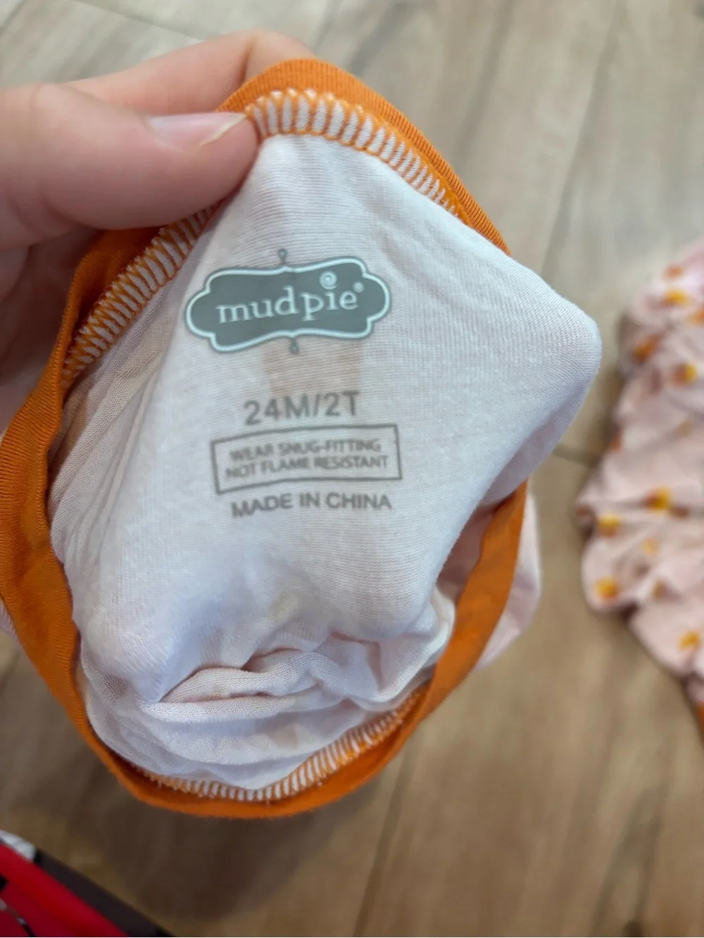 Mud Pie Pink Candy Corn Pajama Set with Orange Trim